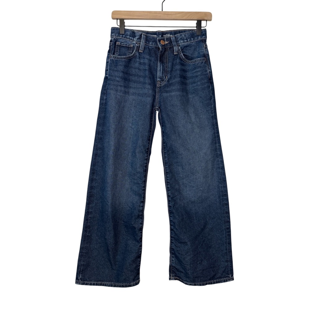 Old Navy Kids High Rise Baggy Wide Leg Size 12 Blue Dark Wash Casual Denim